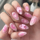 Daiiibabyyy  24Pcs Short Almond Fake Nail Leopard Print Edge French Design Full Cover Nails Tips Star Pattern Detachable Press on False Nails
