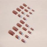 DAIIIBABYYY  -  24 PCs Short French Minimalist Butterfly Line Nails with 1 Jelly Gel and 1 Nail File