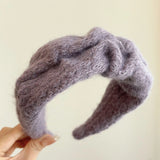 DAIIIBABYYY  -  Milk blue series~soft waxy pleated white wool headband women's wide edge high cranial top advanced sense gentle hairpin headband
