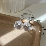 Daiiibabyyy  Luxury Double sided White Crystal Crown Stud Earrings Women High Fashion Two Wear Earrings Niche Jewelry Gifts
