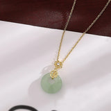 Daiiibabyyy Elbow Bead Chain Hetian Jade Necklace for Women Girl Gift Fresh Temperament Ins Fashion Peace Ｈappiness Jewelry