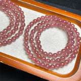DAIIIBABYYY  -  6MM Natural Strawberry Quartz Triple Circle Bracelet Fashion Gemstone Jewelry For Women Healing Bohemia Holiday Gift 1PCS