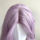 Daiiibabyyy  Purple High Quality Long Roll Synthetic Wig Mid-split Bangs Large Wave Curly Hair Long Women's Wig