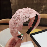 DAIIIBABYYY  -  Fashion Women Lace Hairbands Wide Hair Hoop No-slip Lady Flower Hollow Headbands with Teeth Elegant Female Hair Accessories