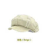 DAIIIBABYYY  -  American Retro Rough Edge Octagonal Hats for Women Spring and Autumn Travel Casual Versatile Literary Cloud Berets Cap