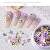 Daiiibabyyy Nail Art Decorations Purple Star Mixed Sequins Heart Round Shape Colorful Multi-function Glitter Powder Sequins Nail Accessories
