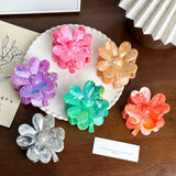 DAIIIBABYY  -  New Design 8.2CM Gradual Color Four-Leaf Clover Hair Clip Simple Flower Plastic Shark Clip Hair Accessories For Woman Girls