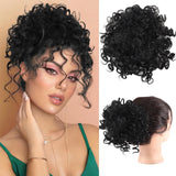 Daiiibabyyy  Messy Curly Hair Bun Ponytail Extensions Wig Synthetic Curly Wavy Hair Ponytail with Drawstring&Combs for Women Daily Party Wear
