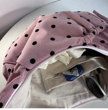 Daiiibabyyy  Streetwear Polka Dot Office Lady Shoulder Bag Women Canvas Drawstring Pleated Hobo Bags Y2k Aesthetic Handbags Crossbody Korean