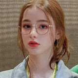 Daiiibabyyy   -  Fashion Anti Blue Light Glasses Women Men Classic Metal Decor Frame Eyewear High-definition Eye Protection Computer Goggle