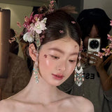 Daiiibabyyy  New fabric Flower Hair New Chinese Headdress set Bridal High Sense Hair Accessories