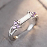 Daiiibabyyy  Huitan Women Ring Imitation Opal Versatile Wedding Party Thin Accessories Inlaid Shiny Purple CZ Elegant Low-key Daily Jewelry