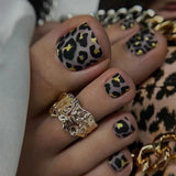 Daiiibabyyy  24PCS Leopard Print Cat Eye Press on Toe Nails Full Cover Simple French False Toenails Acrylic Wearable Foot Nail Tips for Women