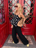 Daiiibabyyy  Women White Polka Dot Blouse Cute Sleeveless Ruffle Hem Spaghetti Strap Cami V-neck Peplum Tops Lady New Daily Casual Top