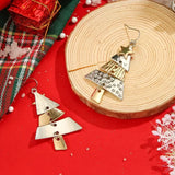 Daiiibabyyy  Gold and Silver Color Christmas Tree Earrings Metal Pendant Hoop Drop Earring For Women Ear Hook Fashion Party Accessories Gifts