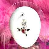 Daiiibabyyy  Y2K Jewelry Devil Angel Navel Ring Sexy Punk Charm Rivet Wings Red Crystal Navel Nail Body Piercing Accessories Goth