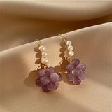 Daiiibabyyy  Original Grape Design Purple Opal & Freshwater Pearl 14K Gold Filled Female Drop Earrings Promotion Jewelry For Women No Fade