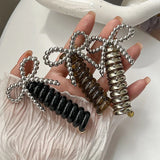 DAIIIBABYYY  -  Fashion Beaded Bow Telephone Wire Hairband Ponytail Braid Elastic Spiral Rubber Band Simple Hair Ties For Girls Hair Accessories