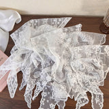 DAIIIBABYYY  -  Korean Lace Floral Hair Scarf female flower white sweet Triangle Scarf Summer Thin Breathable Travel Photo Headband head Scarf