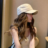 Daiiibabyyy  Retro Cotton-Linen Breathable Flat-Top Hat Vintage-Style Riding Cap Fashionable Duckbill Cap for Women Flatters the Face Shape
