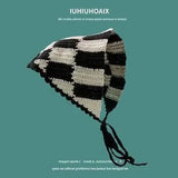 Daiiibabyyy  Women's Headscarf Dopamine French Mint Mambo Style Knitted Flower Triangular Headscarf Country Style Seaside Photo Girl Headband