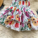 DAIIIBABYYY  -  Summer Floral Sundress Holiday Halter Print Corset Short Dress Women Sexy Backless Ruffles Cake Vestidos Mini Flower Beach Robe