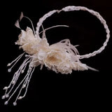 Daiiibabyyy  French Exquisite Bridal Headbands Feather Pearls Bride Headress Flower Luxury Wedding Headwear Bride Accessories