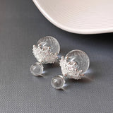 Daiiibabyyy  Luxury Double sided White Crystal Crown Stud Earrings Women High Fashion Two Wear Earrings Niche Jewelry Gifts