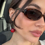 Daiiibabyyy New Fashion Cute Red Cherry Dangle Earrings for Women Sweet Lovely Creative Fruit Drop Earrings Cosplay Accessories