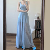 DAIIIBABYYY  -  New Style Blue Strap Ankle-Length Dress For Women French Luxury Summer Beach Vacation Fashion Sleeveless High Waist Sling Dresse