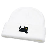 Daiiibabyyy  Sweet Cute Embroidered Cat Knitted Hat Warm Wool Knit Cap Ear Protection Embroidery Winter Caps Sports