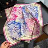 DAIIIBABYYY  -  100% Foulards En Soie Mode Fleurs Vives Couleur 53CM Petites Echarpes Carrees Cou Enveloppe Decorative Imprime Foulards