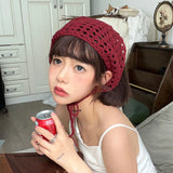 Daiiibabyyy  -  New Crochet Hollow Hair Band Women Scarf Solid Color Knitting Headbands Bandanas Wide Elastic Hairbands Fashion Accessories