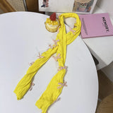 Daiiibabyyy  Y2K Velvet Bow Lace Fingerless Arm Sleeves Women Sheer Glovelettes for Hot Girl Summer Style Fashion Lace Trim Bolero Gloves