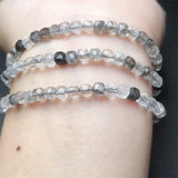 DAIIIBABYYY  -  Black Rutiled Quartz Cube Bracelet Gemstone Crystal Jewelry Bangle For Women Healing Bohemia Holiday Gift 1pcs