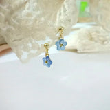 Daiiibabyyy  Tiny Blue Forget Me Not Flower Earrings Simple Dried Floral Earring Jewelry Gifts for Mom, Friends