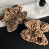 Daiiibabyyy  1PC Retro Classic Brown Plaid Slim Waist Scrunchie, Fashionable Daily Commute Hair Accessory for Bun Hairstyles
