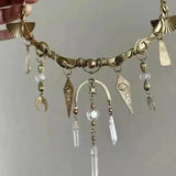 Daiiibabyyy  Ethnic style moon tassel collar necklace for women