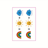 Daiiibabyyy  1pc Rainbow Sun and Rain Temporary Tattoo, Arm, Back, Shoulder, and Leg Tattoo Stickers Rainbow Sun and Rain Tattoo Stickers