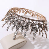 Daiiibabyyy  Baroque Retro Gothic Wedding Party Crown Rhinestone Crystal Full Round Tiaras Headband Bridal Wedding Hair Accessories