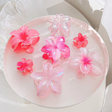 DAIIIBABYYY  -  7Pcs Fashion Gradient Colorful Flower Hair Claw Clips Women Girl Floral Crab Hair Claw Ponytail Holder Hairpin Barrette Headwear
