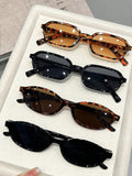 Daiiibabyyy  4Pcs/6Pcs Retro Fashion Rectangular & Oval Small Frame Sunglasses Set, Cool/Gentle, Versatile for Daily Wear and Commuting