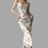 Daiiibabyyy  Cool and Eye - catching! Spaghetti - strap Diamond - embellished Slit Bodycon Dress, a Fashion Essential for Spicy Girls