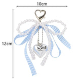 DAIIIBABYYY  -  2024 Sweet Korean Pearl Bow Heart Keychain Women Backpack Key Ring Charm Ornament Bags Phone Pendants Handmade Jewelry Gifts