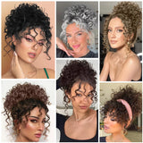 Daiiibabyyy  Messy Curly Hair Bun Ponytail Extensions Wig Synthetic Curly Wavy Hair Ponytail with Drawstring&Combs for Women Daily Party Wear