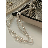 Daiiibabyyy Vintage Long Pearl Necklace for Women Elegant Artificial Simulated Pearls Dress Necklaces Sweater Chain Wedding Party Jewelry