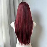 Daiiibabyyy  Red Wig for Women Long Straight Hair Forehead Lace Wig  for Cosplay Daily Use Lolita  Synthetic Wigs Natural Hair Heat Resistant
