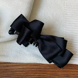 Daiiibabyyy  1PC Black Satin Bow Hair Claw Clip, Chic & Elegant Hair Accessory, Ideal for Daily Wear, Party & Formal Occasions
