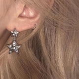 Daiiibabyyy -  Korean Punk Crystal Star Stud Earrings Shiny Egirl Fashion DIY Earrings for Women Cool Jewelry Y2K Accessories Scary Earrings