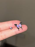 Daiiibabyyy  Asymmetric Dreamy Purple Blue Butterfly Stud Earrings Gothic Dark Insect Earrings Women Fashion Jewelry